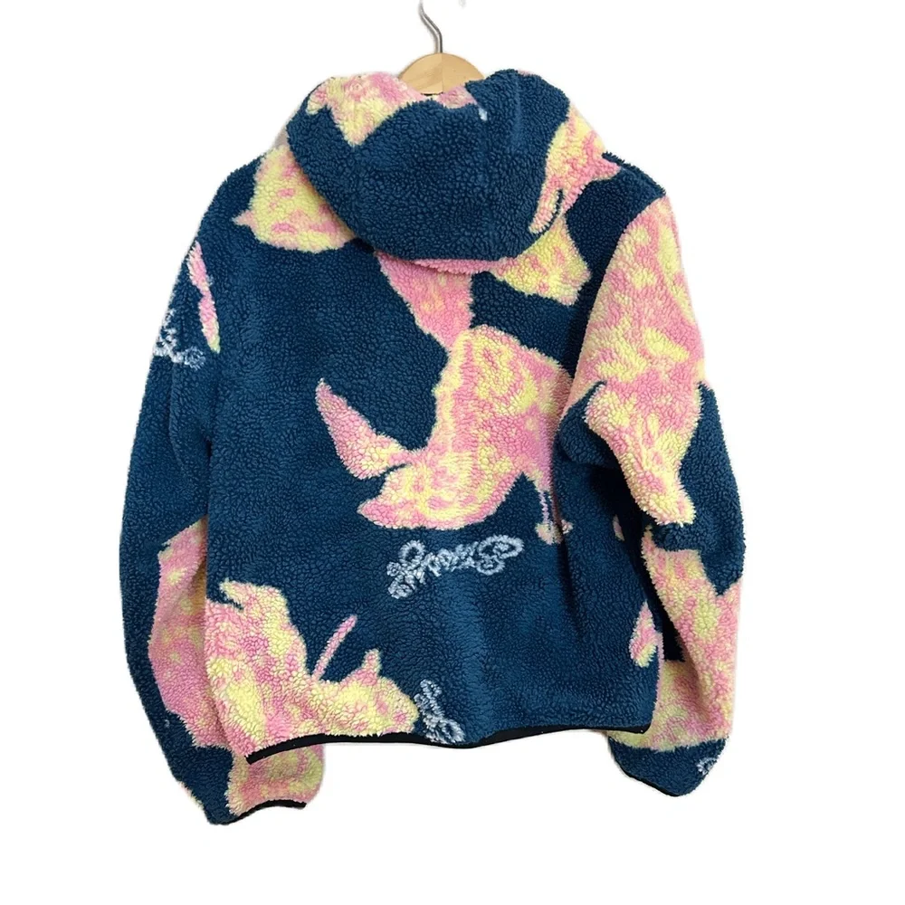 Stussy Floral‎ Sherpa Hood Jacket Dark Teal Men’s Small